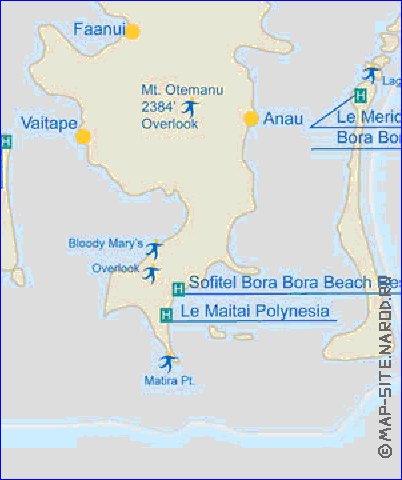 mapa de Bora Bora em ingles