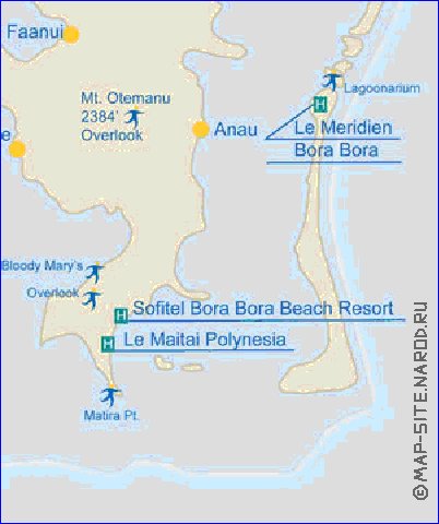 carte de Bora-Bora en anglais