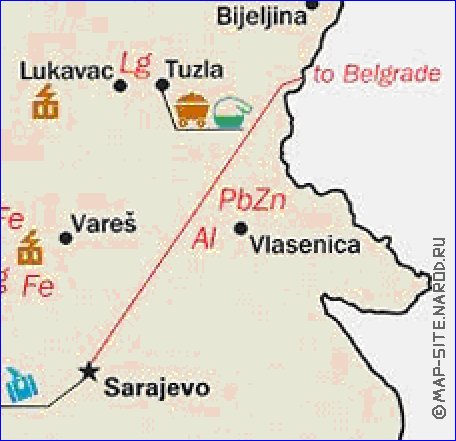 Economique carte de Bosnie-Herzegovine