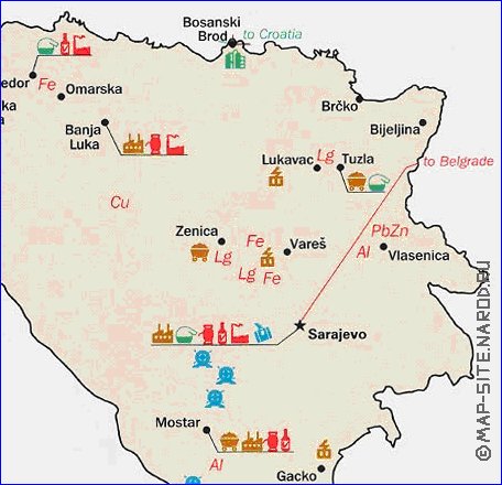 Economico mapa de Bosnia e Herzegovina