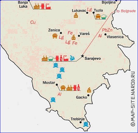 Economico mapa de Bosnia e Herzegovina