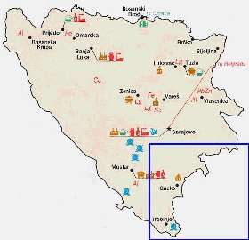 Economico mapa de Bosnia e Herzegovina