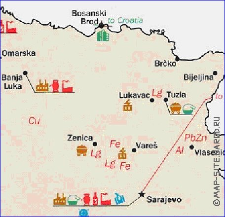 Economico mapa de Bosnia e Herzegovina