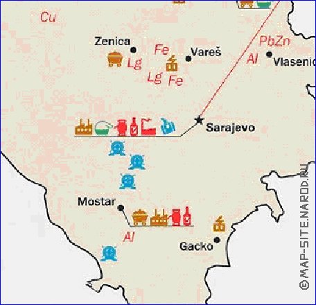 Economico mapa de Bosnia e Herzegovina