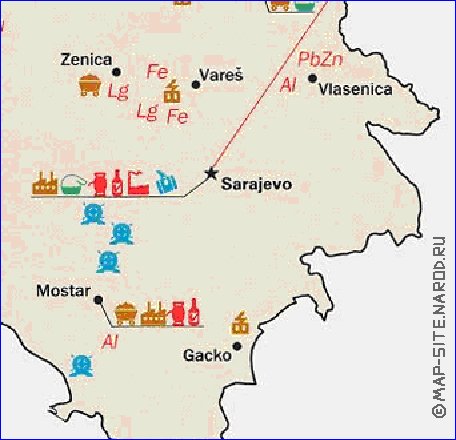 Economico mapa de Bosnia e Herzegovina