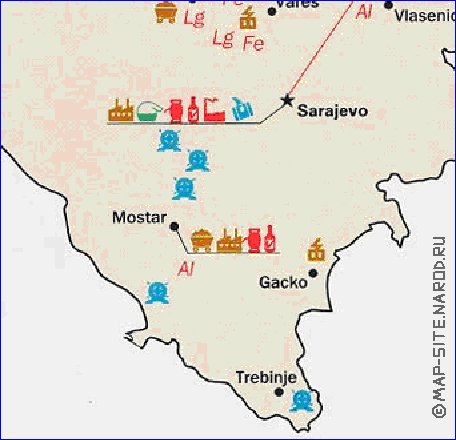 Economico mapa de Bosnia e Herzegovina