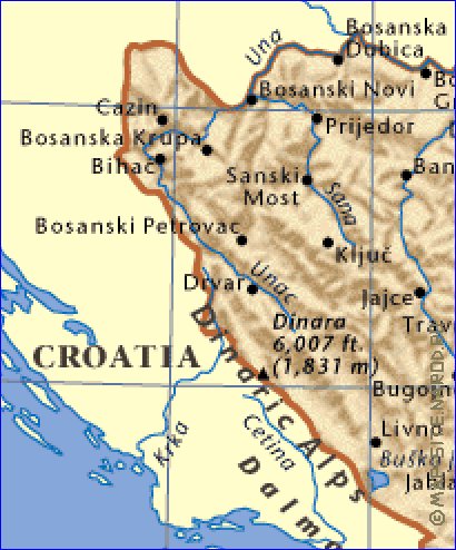 mapa de Bosnia e Herzegovina em ingles