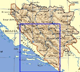 mapa de Bosnia e Herzegovina em ingles