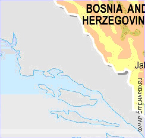 Physique carte de Bosnie-Herzegovine