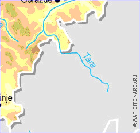 Physique carte de Bosnie-Herzegovine