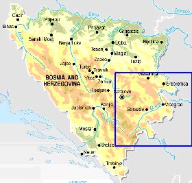 Physique carte de Bosnie-Herzegovine