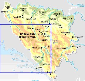 Physique carte de Bosnie-Herzegovine