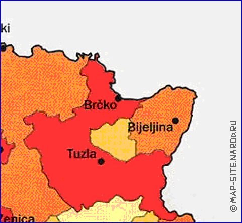 mapa de de densidade populacional Bosnia e Herzegovina