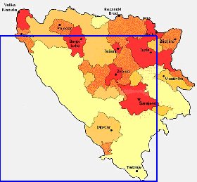 carte de de la densite de population Bosnie-Herzegovine