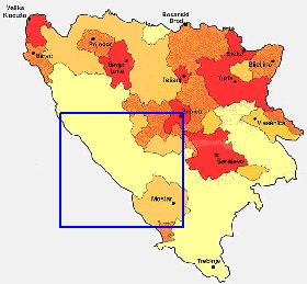carte de de la densite de population Bosnie-Herzegovine