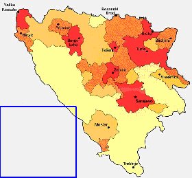 carte de de la densite de population Bosnie-Herzegovine