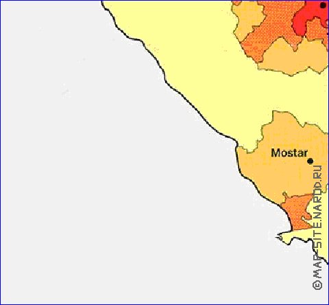 mapa de de densidade populacional Bosnia e Herzegovina