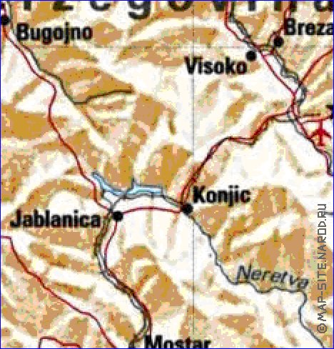 mapa de Bosnia e Herzegovina
