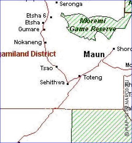 Administrativa mapa de Botswana em frances