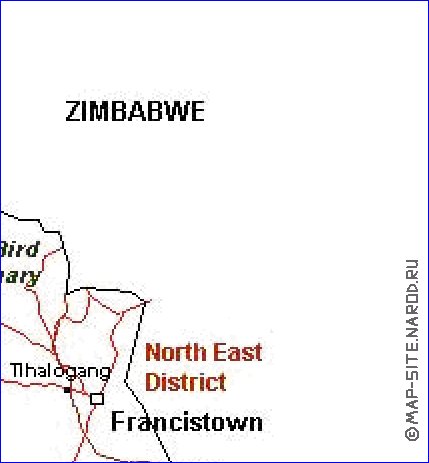 Administrativa mapa de Botswana em frances