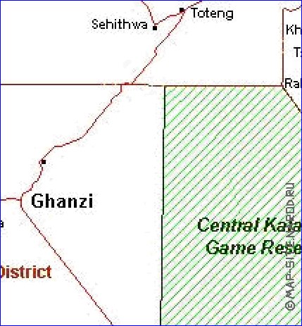 Administrativa mapa de Botswana em frances