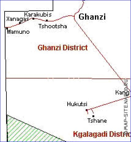 Administrativa mapa de Botswana em frances