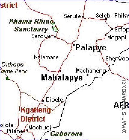 Administrativa mapa de Botswana em frances