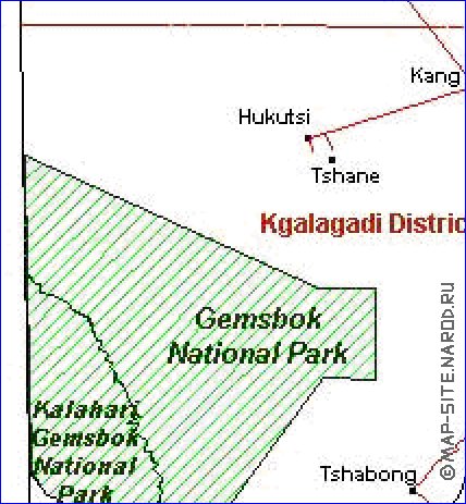 Administrativa mapa de Botswana em frances