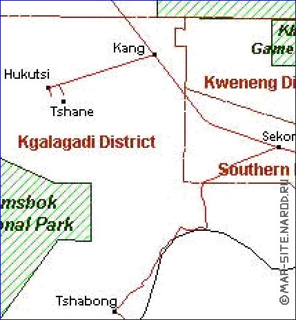 Administrativa mapa de Botswana em frances