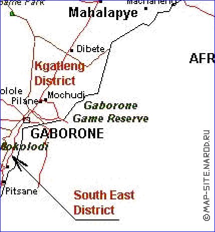 Administrativa mapa de Botswana em frances