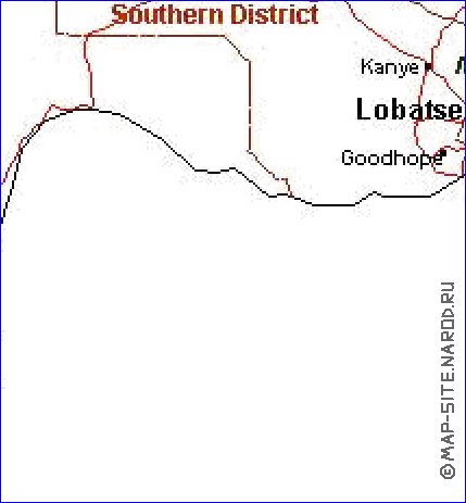 Administrativa mapa de Botswana em frances