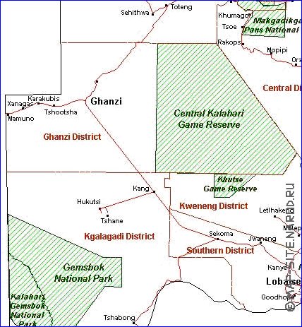 Administrativa mapa de Botswana em frances