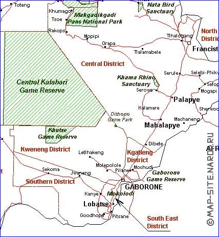 Administratives carte de Botswana