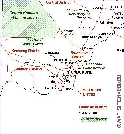 Administratives carte de Botswana