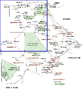 Administrativa mapa de Botswana em frances