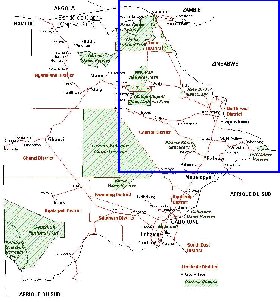 Administrativa mapa de Botswana em frances