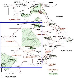 Administrativa mapa de Botswana em frances