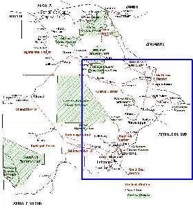 Administrativa mapa de Botswana em frances