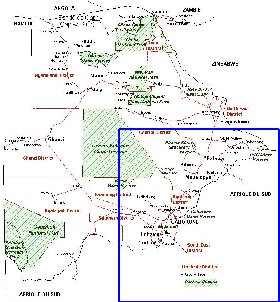 Administrativa mapa de Botswana em frances