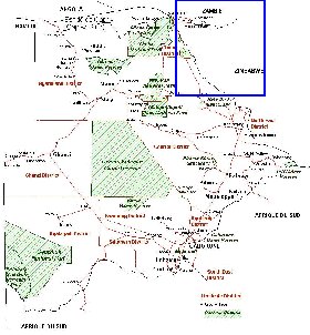 Administrativa mapa de Botswana em frances