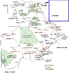 Administrativa mapa de Botswana em frances