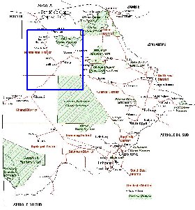 Administrativa mapa de Botswana em frances