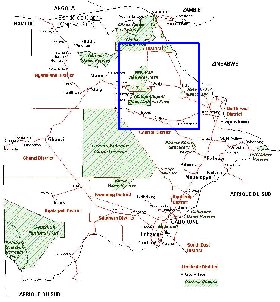 Administrativa mapa de Botswana em frances