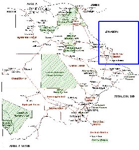 Administrativa mapa de Botswana em frances