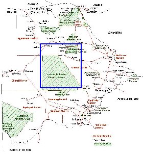 Administrativa mapa de Botswana em frances