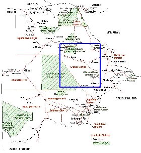 Administrativa mapa de Botswana em frances