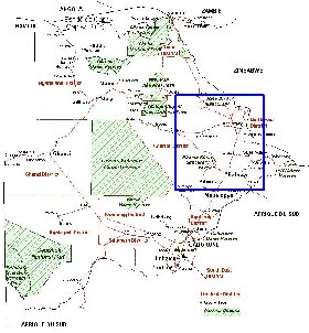 Administrativa mapa de Botswana em frances