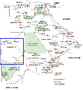 Administrativa mapa de Botswana em frances