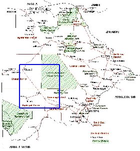 Administrativa mapa de Botswana em frances