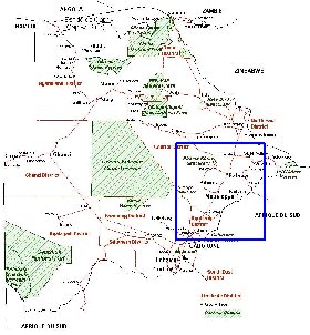 Administrativa mapa de Botswana em frances